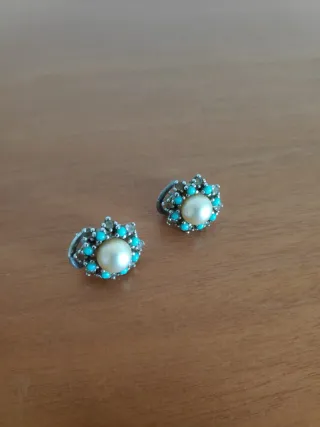 Conjunto de Joyería Vintage con perlas y turquesas