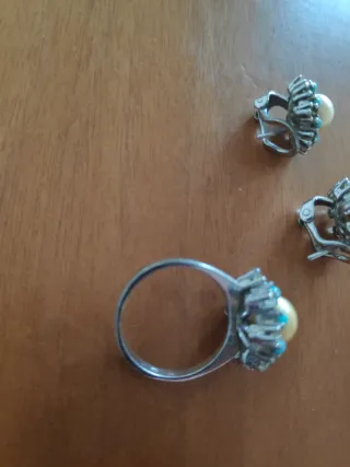 Conjunto de Joyería Vintage con perlas y turquesas