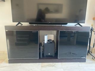 Conjunto muebles salón modernos negro y plateado