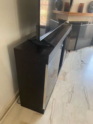 Conjunto muebles salón modernos negro y plateado