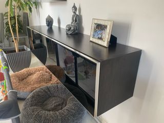 Conjunto muebles salón modernos negro y plateado