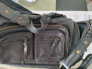 Bolso Negro Piel y Lona