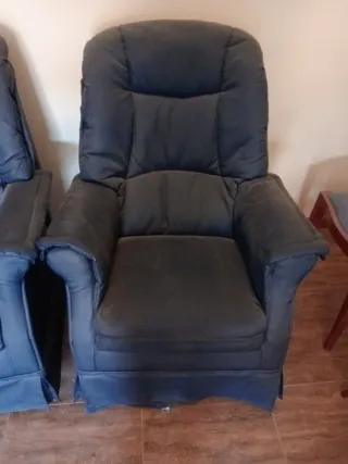 Conjunto 2 Sillones Piel Azul