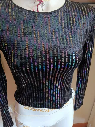 Camiseta lentejuelas H&M Talla XS