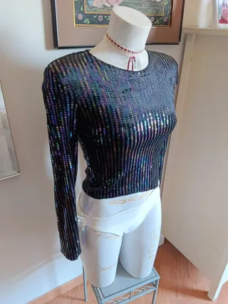 Camiseta lentejuelas H&M Talla XS