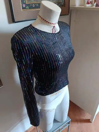 Camiseta lentejuelas H&M Talla XS