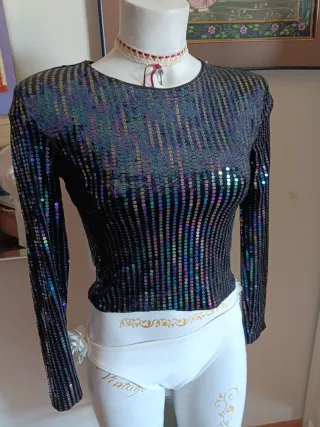 Camiseta lentejuelas H&M Talla XS