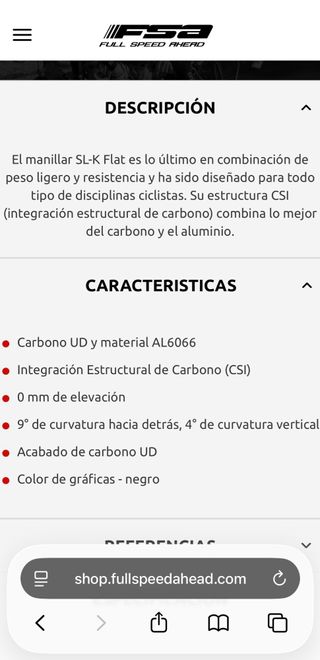 Manillar FSA SL-K Carbon Flat MTB