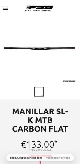 Manillar FSA SL-K Carbon Flat MTB