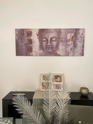 Mural Buda Moderno Gris/Plateado