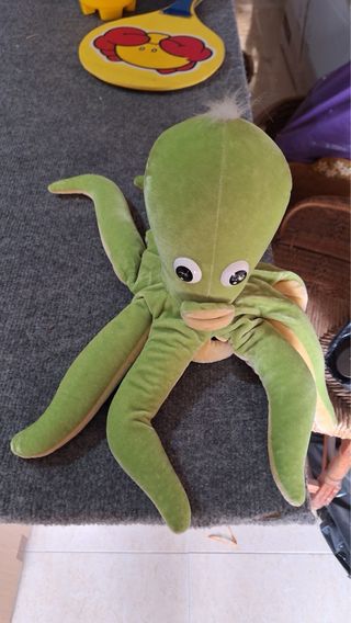 Lote 7 peluches animales: oso, conejo, vaca, pulpo