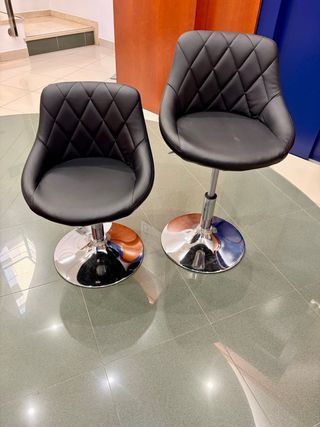 2 Taburetes Regulables Negro/Plata
