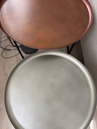 Mesitas nido salón metal marrón y plata