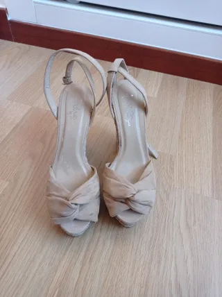 Sandalias cuña encaje mujer talla 37