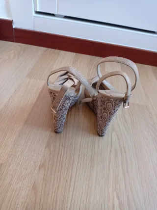Sandalias cuña encaje mujer talla 37