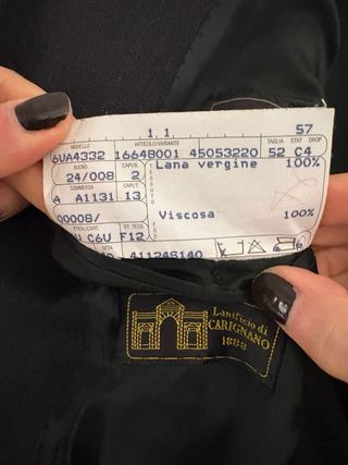 Completo uomo San Remo pura lana Vergine tg 52