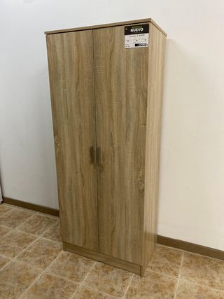 Armario básico de 2 puertas - 80 cm de ancho - Disponible en blanco o madera