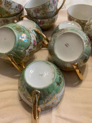 Set Tazzine Porcellana Fiori Oro