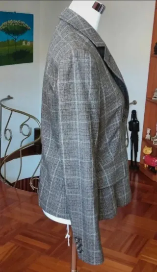 Giacca donna a quadri marrone/grigio