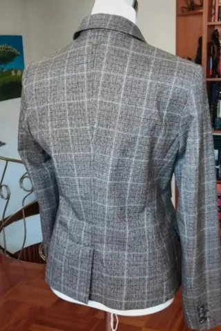 Giacca donna a quadri marrone/grigio