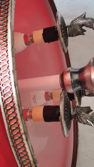 Lámpara colgante cristal rojo y metal