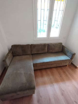 Sofá chaise longue JYSK pana verde oliva