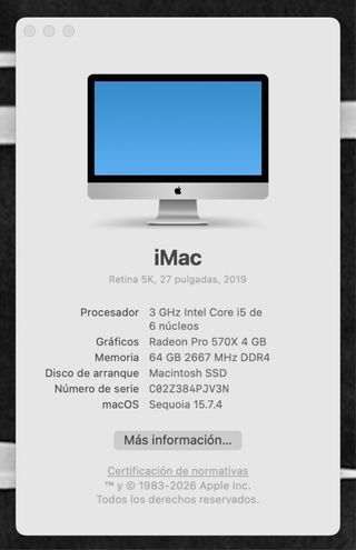 iMac 27 Retina 5K (2019) 64GB RAM SSD 1TB + HHD1TB