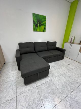 Sofá Cama Chaise Longue Gris con Almacenaje
