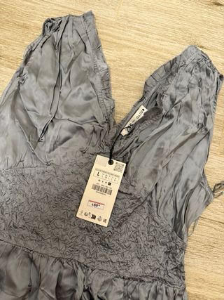 Vestido Zara Gris Largo
