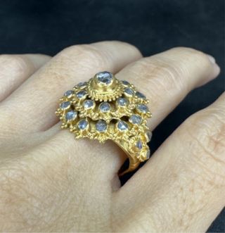Anillo Oro 21k Antiguo Diamantes