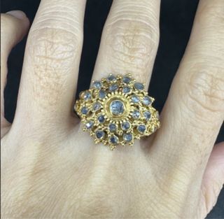 Anillo Oro 21k Antiguo Diamantes