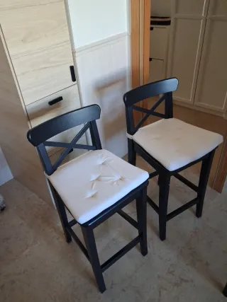 Banquitos altos madera y tela