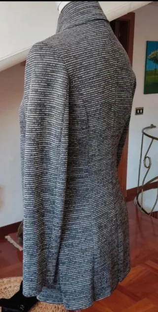 Giacca donna fantasia righe grigio/bianco