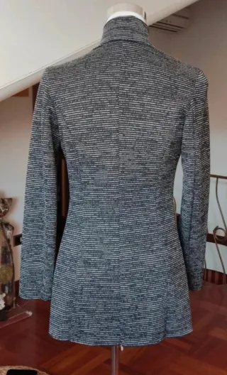Giacca donna fantasia righe grigio/bianco