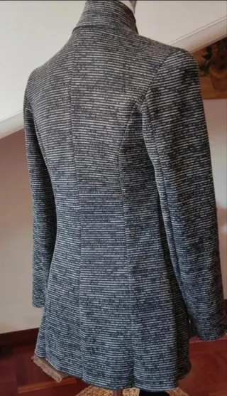 Giacca donna fantasia righe grigio/bianco