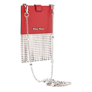 Portacartellini Miu Miu in Pelle Rossa con Fiocchi