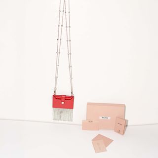 Portacartellini Miu Miu in Pelle Rossa con Fiocchi