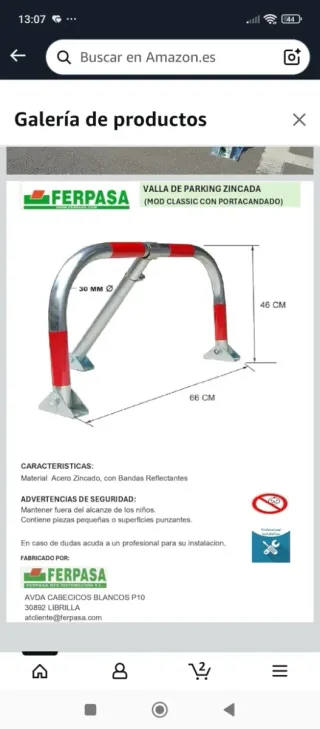 Valla Parking Zincada con Portacandado