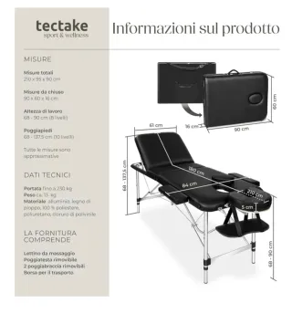 Lettino massaggio richiudibile tectake