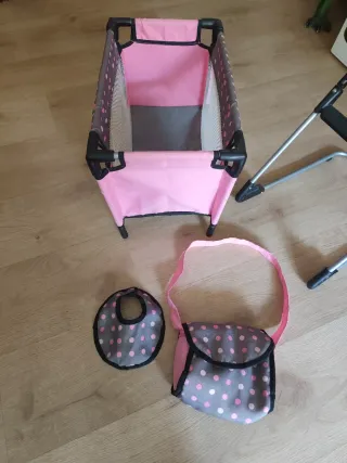 Trona, Cuna, Bolso y Babero Muñecas