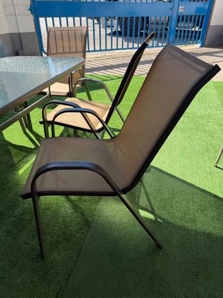 Comedor terraza 6 sillas cristal y metal