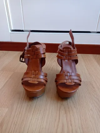 Sandalias de cuña marrones mujer talla 37
