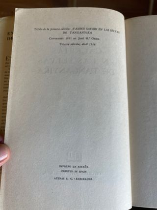 CACERIAS EN LAS SELVAS DE TANGANICA José Mª Oriol