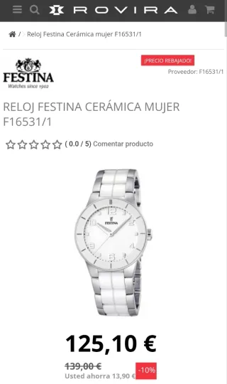 Reloj Festina Acero y Cerámica Mujer 36mm
