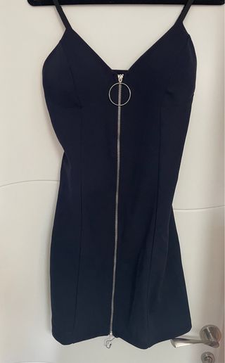 Vestido mini azul marino con cremallera