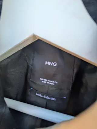 Chaqueta Biker Piel Mango Negra