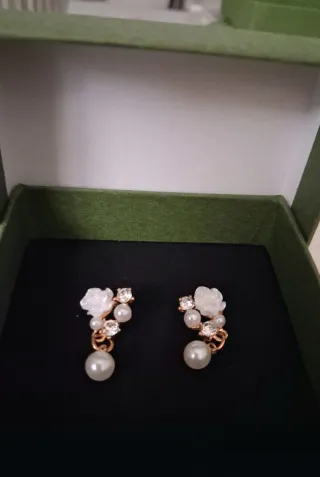 Pendientes niña primera comunión oro blanco