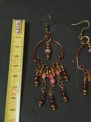 Orecchini pendenti dorati e rosa