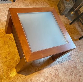 Mesita de salón madera y cristal