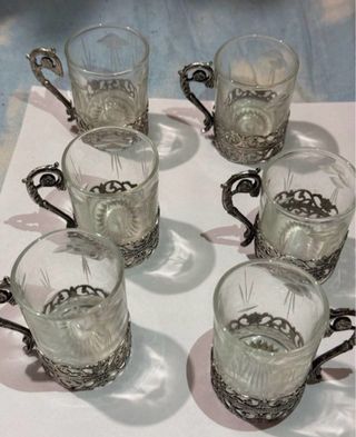 Set 6 Bicchieri Vetro Vintage